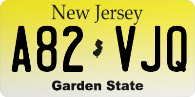 NJ license plate A82VJQ