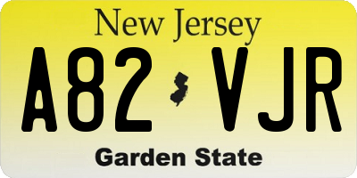NJ license plate A82VJR