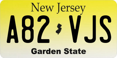 NJ license plate A82VJS
