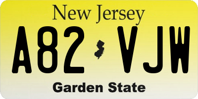 NJ license plate A82VJW
