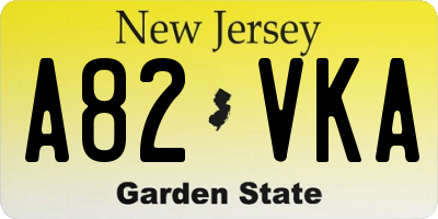 NJ license plate A82VKA