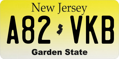NJ license plate A82VKB