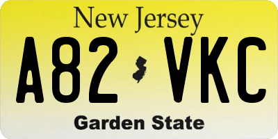 NJ license plate A82VKC