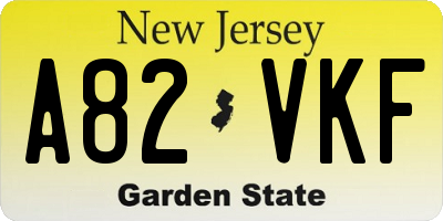 NJ license plate A82VKF
