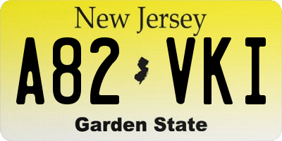 NJ license plate A82VKI