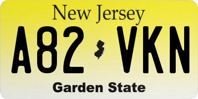 NJ license plate A82VKN