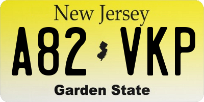 NJ license plate A82VKP