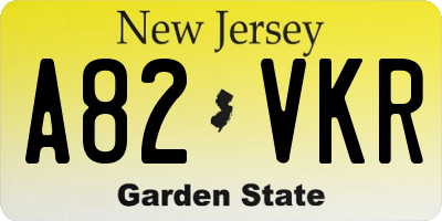NJ license plate A82VKR
