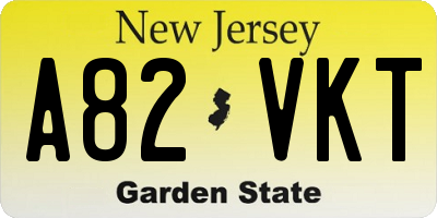 NJ license plate A82VKT