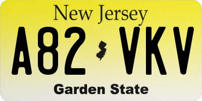 NJ license plate A82VKV