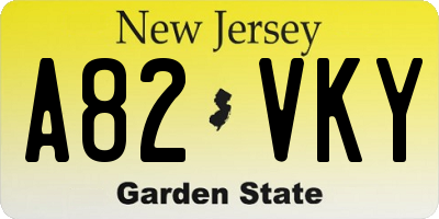 NJ license plate A82VKY