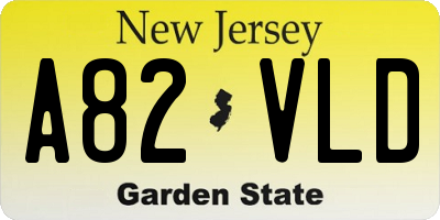 NJ license plate A82VLD