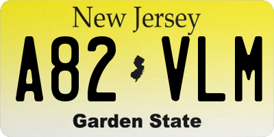 NJ license plate A82VLM