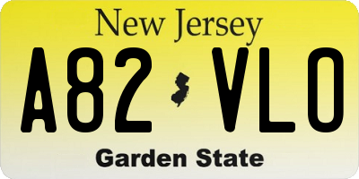 NJ license plate A82VLO