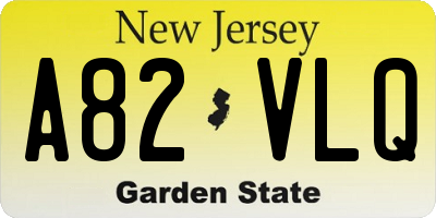 NJ license plate A82VLQ