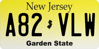 NJ license plate A82VLW