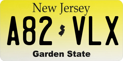 NJ license plate A82VLX
