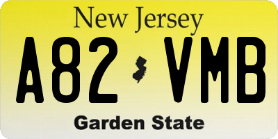 NJ license plate A82VMB