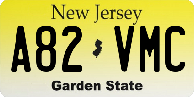 NJ license plate A82VMC