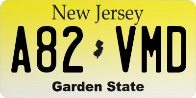 NJ license plate A82VMD
