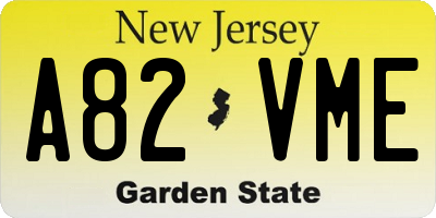 NJ license plate A82VME