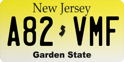 NJ license plate A82VMF