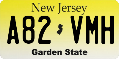 NJ license plate A82VMH