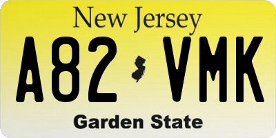 NJ license plate A82VMK