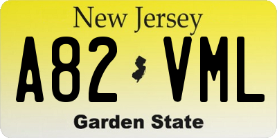 NJ license plate A82VML