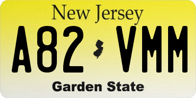 NJ license plate A82VMM