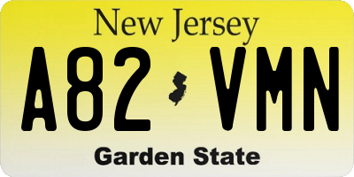 NJ license plate A82VMN