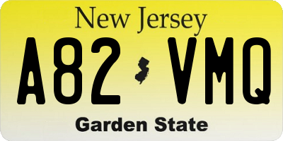 NJ license plate A82VMQ