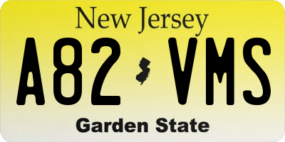 NJ license plate A82VMS