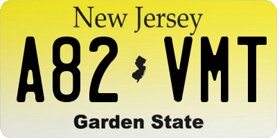 NJ license plate A82VMT