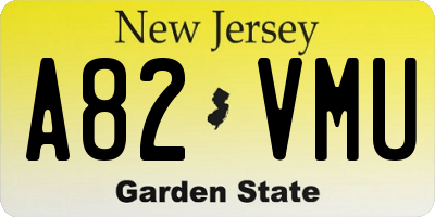 NJ license plate A82VMU