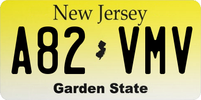 NJ license plate A82VMV