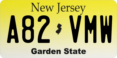 NJ license plate A82VMW