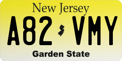 NJ license plate A82VMY