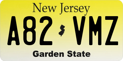 NJ license plate A82VMZ