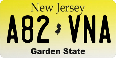 NJ license plate A82VNA