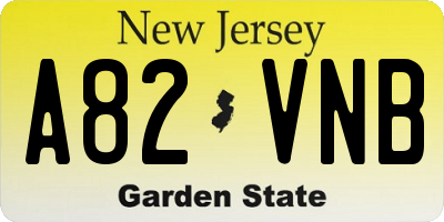 NJ license plate A82VNB