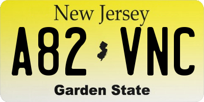 NJ license plate A82VNC
