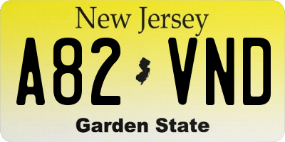 NJ license plate A82VND