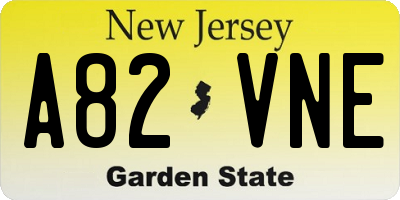 NJ license plate A82VNE