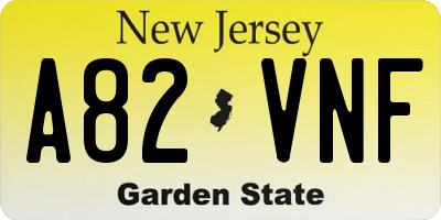 NJ license plate A82VNF