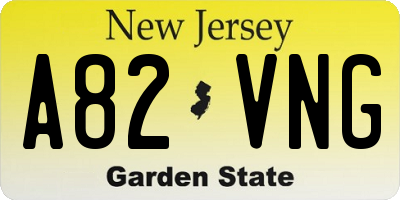 NJ license plate A82VNG