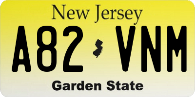 NJ license plate A82VNM