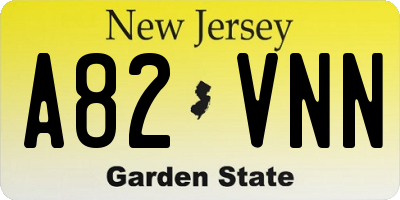 NJ license plate A82VNN