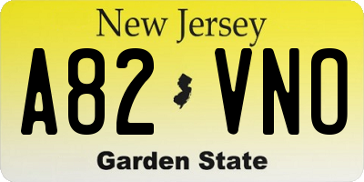 NJ license plate A82VNO