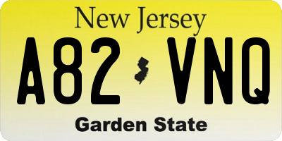 NJ license plate A82VNQ